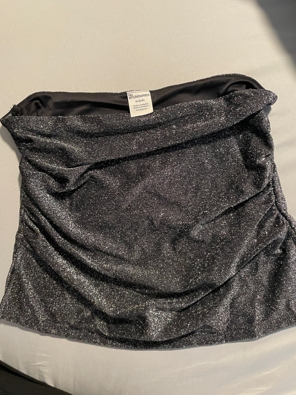 No Boundaries Black Glitter Mini Tube Top Y2K Party Evening